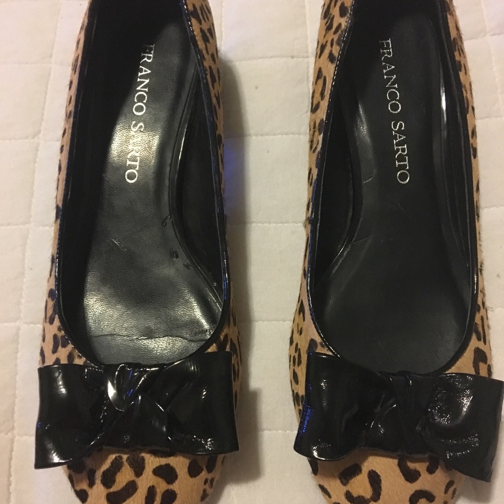 Franco Sarto leopard calf hair flats